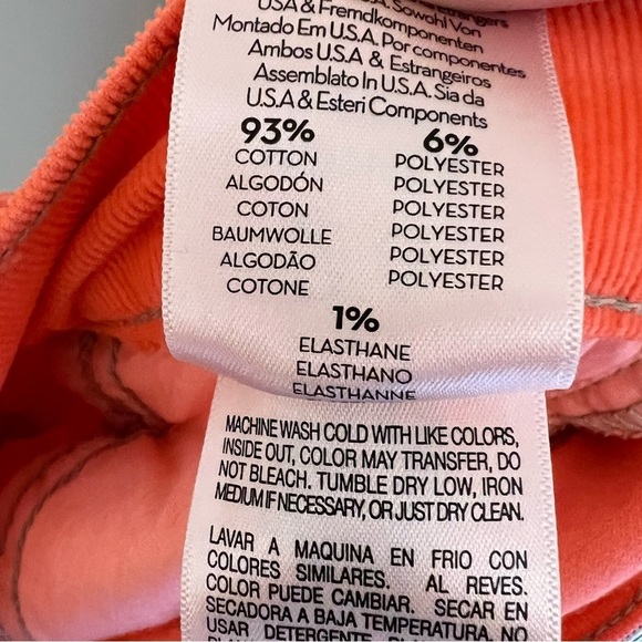 Mother The Hustler Ankle Fray Corduroy Pants Hopscotch Coral 26 NWT Contemporary - Picture 8 of 8